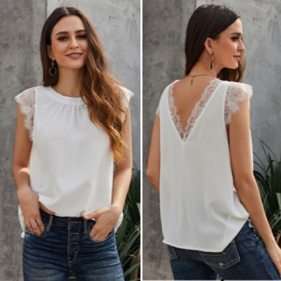 Scalloped Lace White Top - Picture 4 of 7